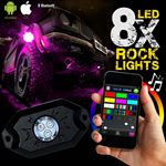 8PC RGB LED COLOR WATERPROOF WIRELESS ROCK LIGHTS WITH BLUETOOTH