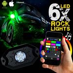6PC RGB LED COLOR WATERPROOF WIRELESS ROCK LIGHTS WITH BLUETOOTH
