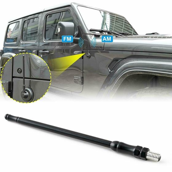 AM/FM Antenna Black 7'' (17cm) for Jeep Wrangler JL Sahara Rubicon  Unlimited (2007-2019)